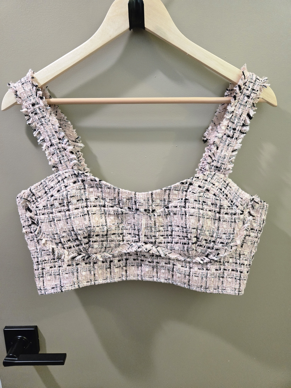 Wild Fable Pink Tweed Crop Top | Textured Bustier Camisole M
